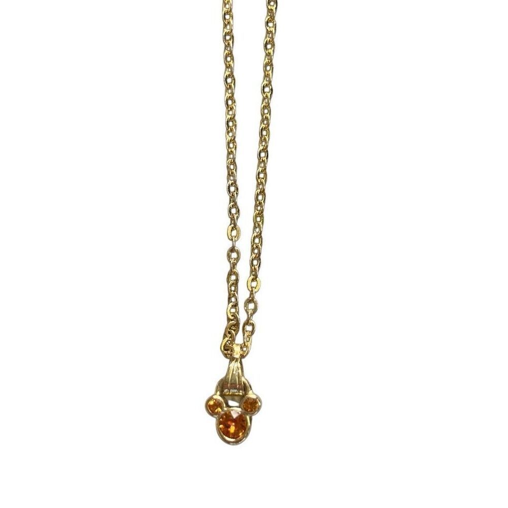 Disney Mickey Mouse Yellow Topaz November Birthstone Gold Necklace
